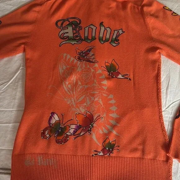 Ed Hardy by Christian Audigier Womans Zipped Hoodie with Butterflies. Size M. - Picture 8 of 13